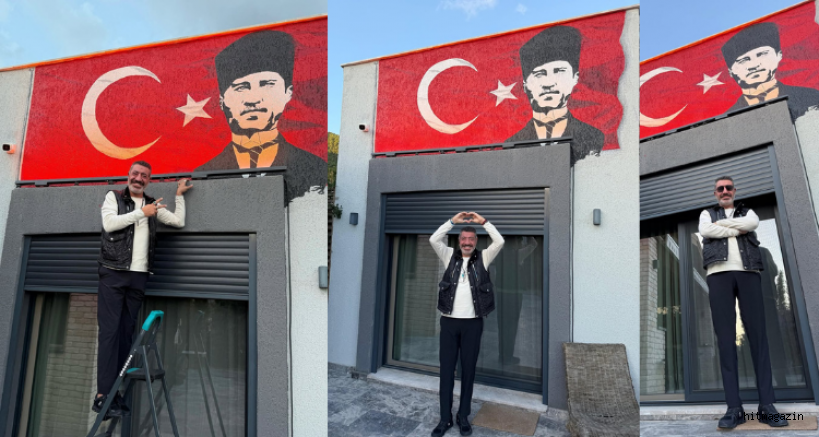 HAKAN ALTUN BODRUM'DAK? EV?N?N G?R???NE TRK BAYRA?I VE ATATRK PORTRES? YAPTIRDI