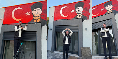 HAKAN ALTUN BODRUM'DAKİ EVİNİN GİRİŞİNE TÜRK BAYRAĞI VE ATATÜRK PORTRESİ YAPTIRDI